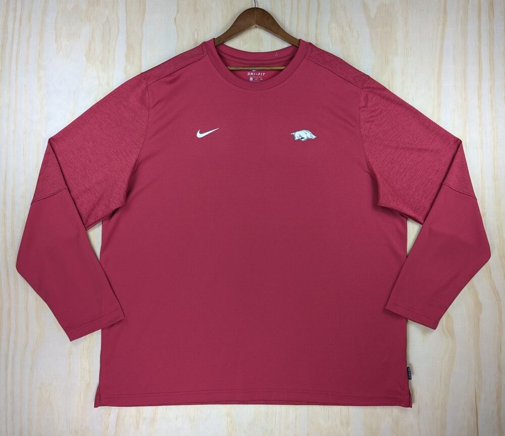 Nike Men's 3XL Arkansas Razorbacks On-Field Dri-Fit Long Sleeve T-Shirt Red